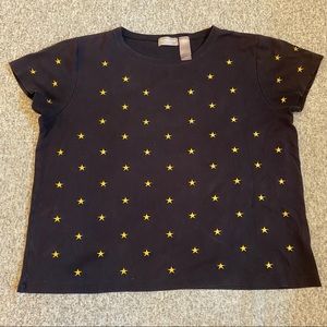 liz claiborne star embroidered navy tshirt